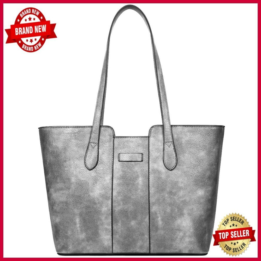 PU Leather Tote Bag with Top Handle and Shoulder Strap, 12x10 Inches